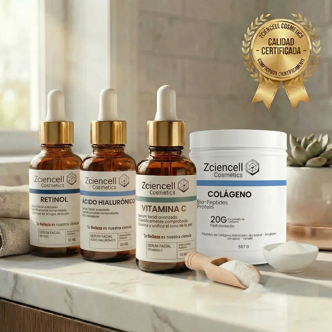 Combo: Vitamina C + Retinol + Ácido Hialurónico + Colageno